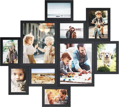 Productafbeelding van Fotolijst collage voor 10 foto's - Fotowand set - PVC - Zonder gereedschap te monteren - 3 formaten