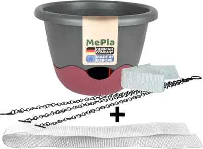 Produktbild von MePla - 1 Stück Ampel Mareta ø25 Anthrazit/Weinrot + 1 x Ersatzbewässerungsband
