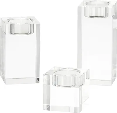 Produktbild von QUVIO Teelichthalter - 3 Stück - Glas - Innenbereich - Kerzenhalter - Rechteckig - Stimmungsvolle Beleuchtung