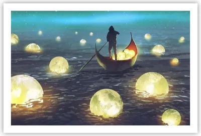 Produktbild von Poster - Poster ohne Rahmen - Boot Wasser Märchen - 91,5x61 cm - Wand Bild - Wanddeko - Wandbilder - Kunstposter - Wandposter - Bilder - Kunstdruck - Wanddekoration - Wandbild - P2XAA91x61-4002