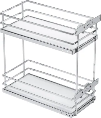 Produktbild von GTV - Küchen Organizer MOVIXPRO | Cargo-Ausstattung | Ausziehbaren Regalsystem | Außenbreite 500 mm | 2 Fachböden | Ohne Schienen | Chrom, matt weiß