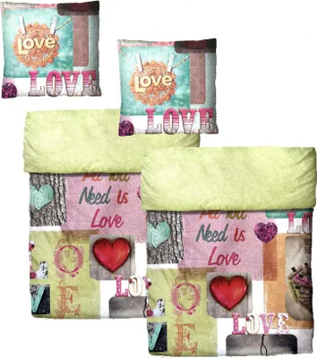 Produktbild von Baumwolle Satin Bettwäsche Love Bunt 135x200 80x80cm: 4 tlg.