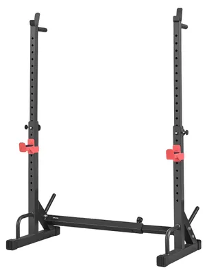 Image de Support de squat VEVOR Power Cage pour salle de sport à domicile, hauteur et largeur réglables, capacité de charge de 250 kg, appareil de musculation avec supports pour haltères et crochets en J pour développé couché, squats et haltérophilie