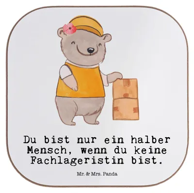 Produktbild von Mr. & Mrs. Panda Tischuntersetzer Fachlageristin Herz - Weiß - Geschenk, Tischschoner, Ausbildung, gläseruntersetzer, bieruntersetzer, Lustig, Coaster, Spruch, Witzig