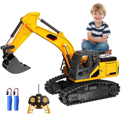 Produktbild von Ferngesteuertes Bagger Spielzeug für ab 3 4 5 6 7 8 9 Jahren Junge, 2,4 GHz Bagger RC Spielzeugautos mit Licht und Sound, Geburtstags Geschenk