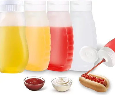 Produktbild von Quetschflasche 300 ml, 4 Stücke, Kunststoff, mit Kappe, für Küche