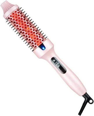 Zdjęcie produktu dla Prostownica z szczotką – stylizator do włosów – suszarka do włosów z funkcją prostowania – technologia podczerwieni – 33 x 3,9 cm – różowa
