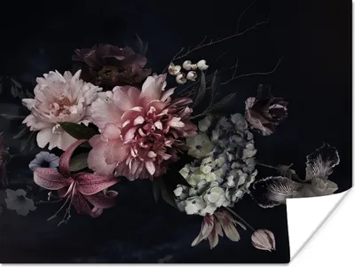 Produktbild von MuchoWow® Poster Blumen - Vintage - Pastell - Rosa - Weiß 160x120 cm - Foto Plakat