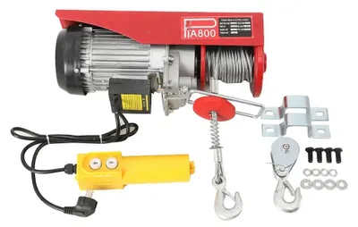 Produktbild von Elektrische Seilwinde - Mikro Elektrozug - 800 kg Tragkraft - 12 m Hubhöhe - 1300 W Motor - Automatische Bremse - Überhitzungsschutz