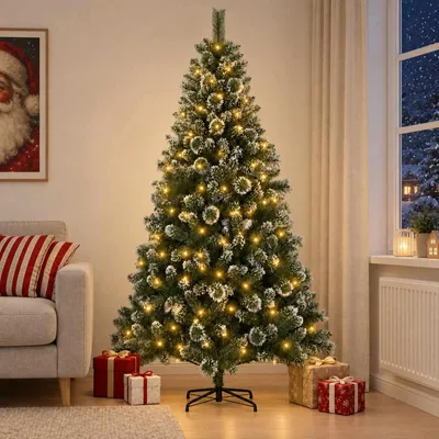 Obrázek produktu pro Umělý vánoční stromek, výška 150 cm, 150 LED diod, teplá bílá barva