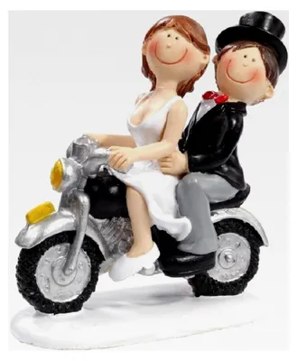 Produktbild von Hochzeitspaar auf Motorrad - Tortendekoration - Tortenfigur - Tischdekoration