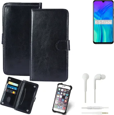 Produktbild von K-S-Trade 360° Hülle kompatibel mit Huawei Honor 20 Lite inkl. Headphones schwarz Kunstleder Case BookCase WalletCase Kunstlederederhülle