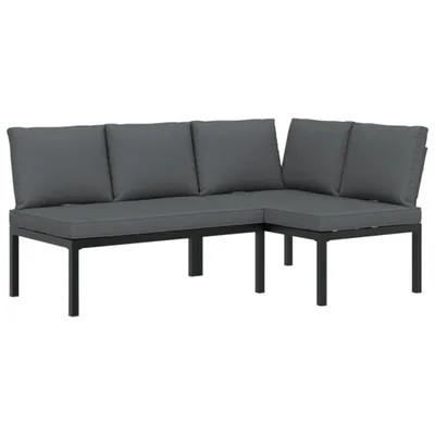 Produktbild von vidaXL 2-tlg. Garten-Sofagarnitur mit Kissen Schwarz Aluminium