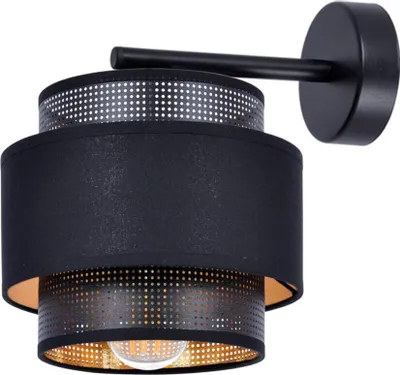 Zdjęcie produktu dla Kinkiet NIKO czarno-złoty 1xE27x40W metal wym:25x20x27cm IP20 Kaja
