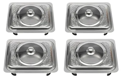 Immagine prodotto di Vassoio da buffet, acciaio inossidabile, design elegante, 4 pezzi