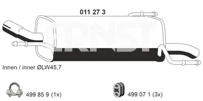 Produktbild von ERNST 011273 Endschalldämpfer für OPEL Corsa C Schrägheck (X01) Auspuff