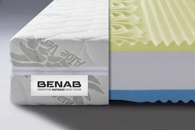 A split image showing the exterior and interior cross-section of a mattress.