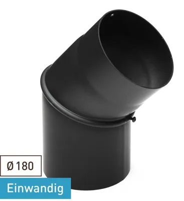 Produktbild von Raik Basic Rauchrohrbogen 180mm schwarz 0–45° ohne Tür für Rauchrohr / Ofenrohr