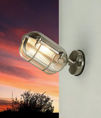 Produktbild von Außenleuchte Wand Nickel Glas Echt-Messing Außenlampe Wand