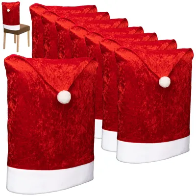 Produktbild von 8 Premium-Stuhlhussen – Weihnachtsdekoration für Stühle – Schutzhüllen im Weihnachtsdesign – Stuhlhussen – Stuhlhussen für Weihnachten