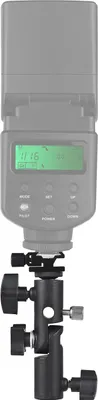 Image de Support de flash d'appareil photo, support pivotant, support de tige de flash avec support Cold Shoe pour parapluie de photographie, accessoire de flash, compatible avec la plupart des