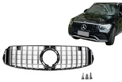 Produktbild von Gitter für Mercedes GLC X253 C253 Facelift 20+ GTR Panamericana Look Schwarz Chrom.