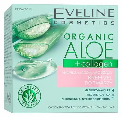 Produktbild von Eveline Cosmetics Organic Aloe+Collagen – feuchtigkeitsspendende, beruhigende Gesichtscreme – 15er Karton