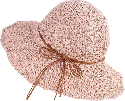 Produktbild von Frauen Strohhut Damen Sonnenhut Atmungsaktiv Sommerhut Sonnencreme Faltbar Fischerhut Rosa