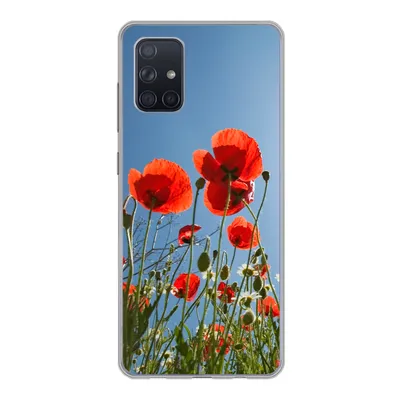 Produktbild von MuchoWow® Handyhülle Schutzhülle Hülle für Samsung Galaxy A51 5G Strahlende Sonne über einigen Mohnblumen in Spanien Silikon Softcase Handy Hülle - Abbildung