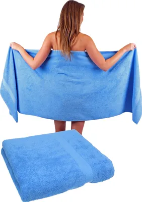 Produktbild von Betz 2 Stück Saunatücher 70 x 200 cm PREMIUM 100% Baumwolle Badetuch Liegetuch Strandtuch   Farbe: hellblau