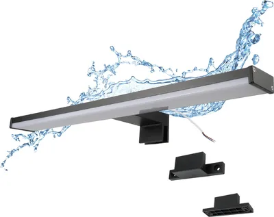 Image de Applique murale LED mince pour salle de bain et miroir, aluminium, 8W, 40cm, IP44, lumière blanc neutre 4000K, noir
