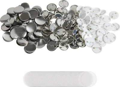 Obrázek produktu pro SucceBuy 500 sad dílů knoflíků 1,25 palce, 32 mm kulatých knoflíků pro kutily, včetně kovového víčka, plastového/kovového knoflíku, průhledné fólie a prázdného papíru