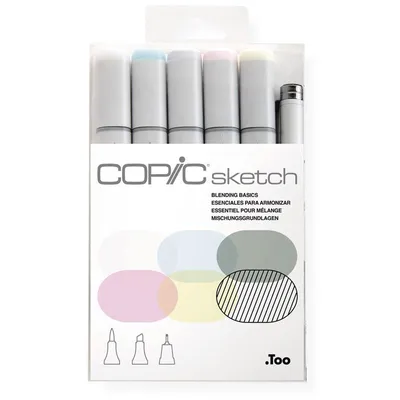 Obrázok produktu pre Copic Sketch Blending Basic, 6 kusov, Viacfarebný, Hrot dláta / kefy, Kolo, Atrament na alkoholovej báze, Dospelý/Dieťa