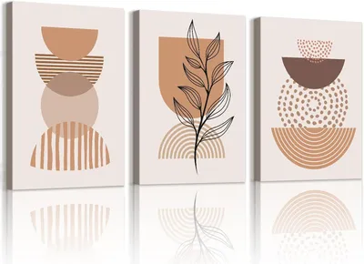 Obrázok produktu pre Plátno nástenná dekorácia 30x40 cm, sada 3 kusov, béžová a hnedá, pre obývaciu izbu