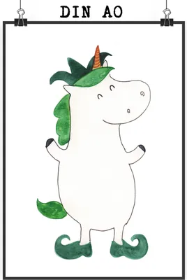 Produktbild von Mr. & Mrs. Panda Bild Einhorn Joker DIN A0 - Weiß - Geschenk, Kasper, Unicorn, Posterdruck, Deko, Plakat, Mittelalter, Einhörner, drucke, Wandbild, Hofnarr