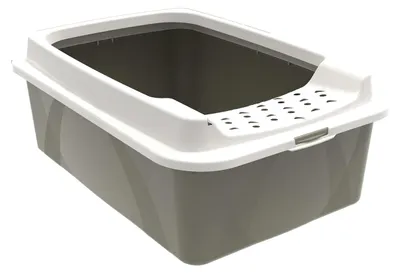 Produktbild von Rotho Katzentoilette Eco Bonnie - Katzenklo mit niedrigem Einstieg von oben - Katzen Toilette 57,2 x 39,3 x 21 cm - Schalentoilette hohe Umrandung