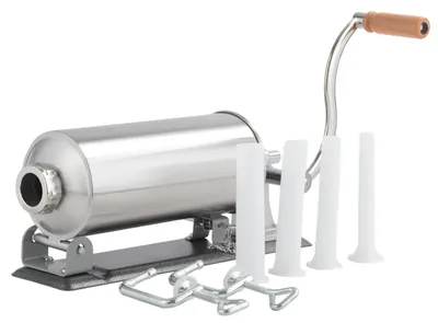 Immagine prodotto di KRAFT&DELE | Insaccatrice manuale per salsicce, macchina per salsicce in acciaio inox, insaccatrice per salsicce, argento, pressa per salsicce con morsetto da tavolo, siringa per salsicce con tubi di riempimento, 3KG