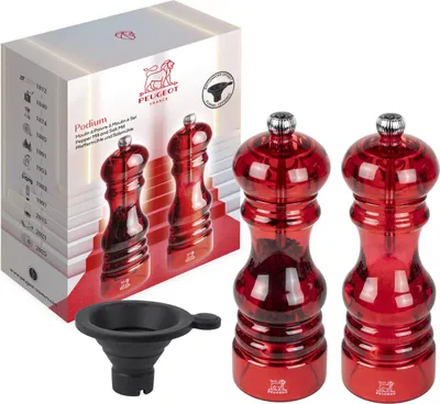 Obrázok produktu pre Peugeot Podium Pfeffer- und Salzmühle 18 cm Duo Acryl rot
