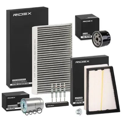 Produktbild von RIDEX Inspektionspaket Filterset für RENAULT MEGANE III Grandtour (KZ0/1) Scénic III (JZ0/1) Megane III Schrägheck (BZ0/1) MEGANE III Coupe (DZ0/1)