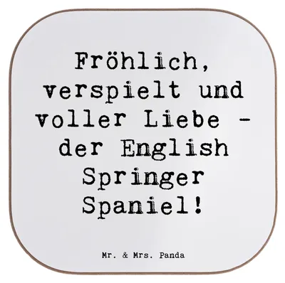 Produktbild von Mr. & Mrs. Panda Untersetzer für Gläser Spruch English Springer Spaniel Freude - Weiß - Geschenk, unterleger, freundlich, Hunderassen, Hunderasse, Eigenschaften, Tasse