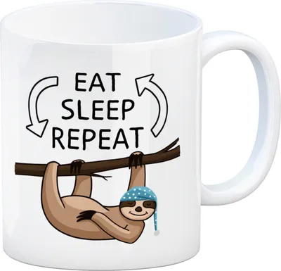 Produktbild von Eat sleep repeat Faultier Kaffeebecher