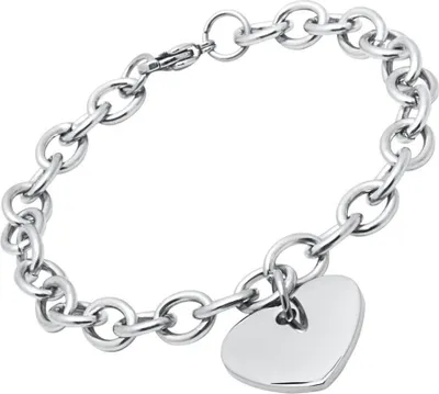 Produktbild von Edelstahl Armband mit Herzanhänger und Rundankerkette
