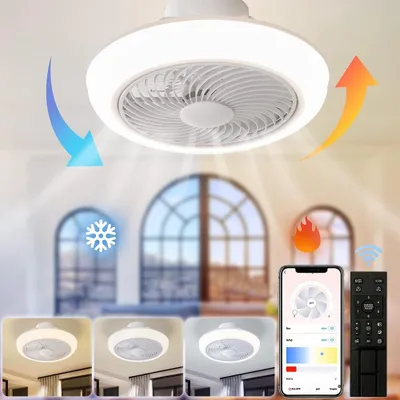 Produktbild von Umkehrbar Deckenventilator mit Beleuchtung Dimmbar LED Deckenleuchte Timer Leise Ventilator lampe Fernbedienung APP 46cm 6 Windgeschwindigkeit 36W