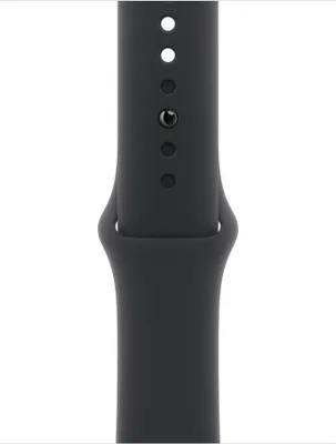 A close-up view of a black Apple Watch sport band.