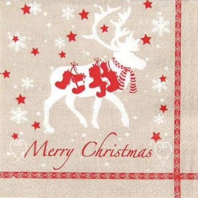 Produktbild von 20 Servietten Weihnachten Christmas Rentier Reindeer 33 X 33 Cm 3 Lagig, Lunch Servietten Weihnachten Für Den Gedeckten Tisch Anlass, Fest, Party, Advent, Veranstaltung