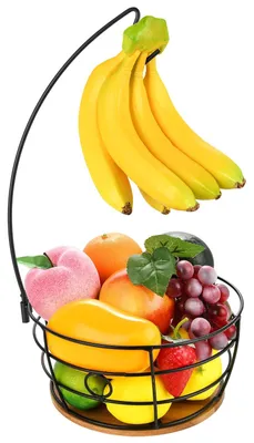 Fruchtkorb mit Bananenhalter, Metall, 23 cm, modern, multifunktional