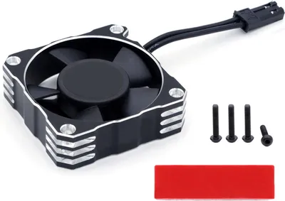 Obrázek produktu pro 35mm hliníkový chladicí ventilátor s konektorem JST pro motor auta na dálkové ovládání, účinný chladič motoru RC vozidla, černo-stříbrný