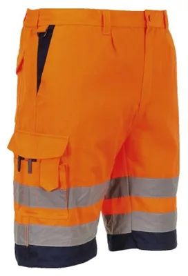 Productafbeelding van Portwest E043 veiligheidskortbroek van polyester-katoen, geel/grijs, maat L
