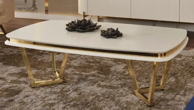 Obrázok produktu pre Casa Padrino luxusný konferenčný stolík biely / zlatý 120 x 70 x v. 40 cm - Obdĺžnikový stôl do obývačky - Luxusný nábytok do obývačky
