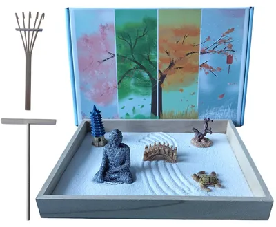 Miniatur-Zen-Garten, 26x19x3 cm, Holz, Geschenkbox